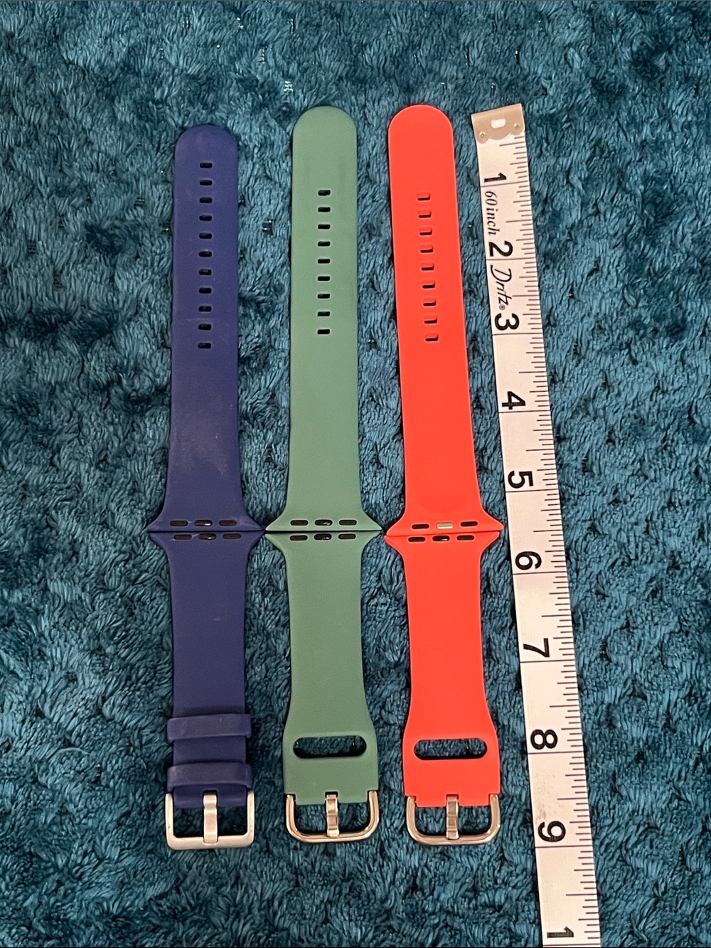 3 pack Silicone Watch Bands in Navy, Green and Coral